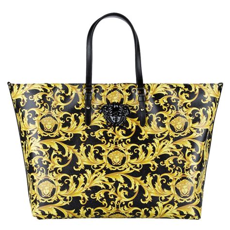 versace black and gold clutch|Versace tote handbags.